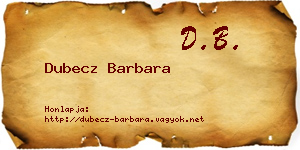 Dubecz Barbara névjegykártya